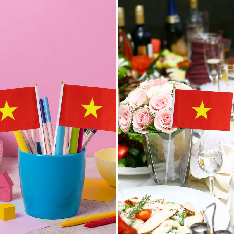 mflagperft Vietnam Flag Vietnamese Flag, Small Mini Handheld Vietnam Flags on Stick, Ideal for Party Parades Sports Events Patriotic Festival Decorations - Image 5